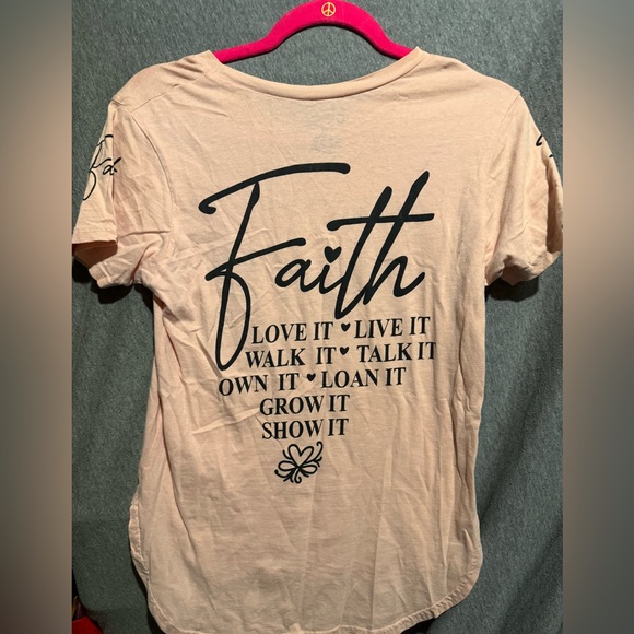 Light Peach color says Faith on the front and a saying on the back! 💕 - Picture 3 of 4